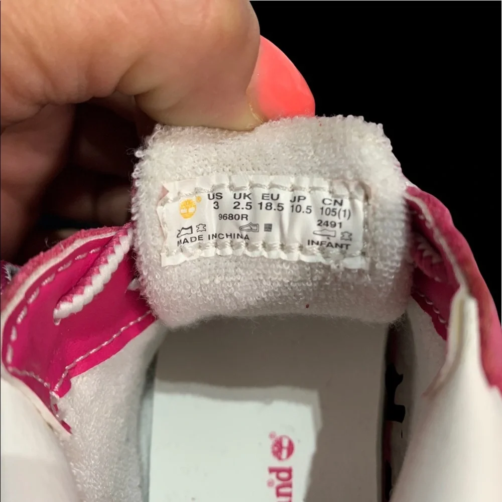 Baby Girl Lace Up Pink And White Booties By Timberland US 3 Boots